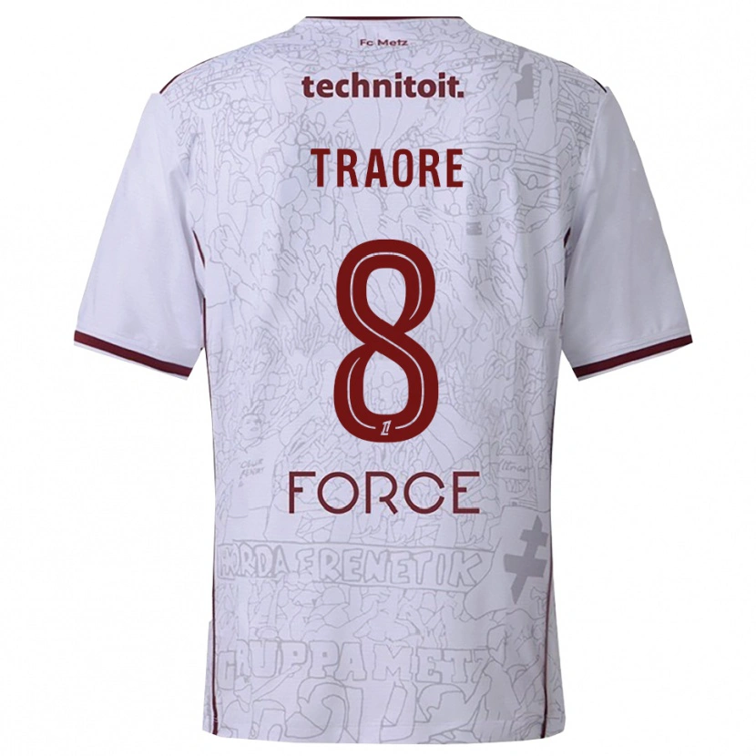 Danxen Femme Maillot Boubacar Traoré #8 Blanc Bourgogne Tenues Extérieur 2025/26 T-Shirt