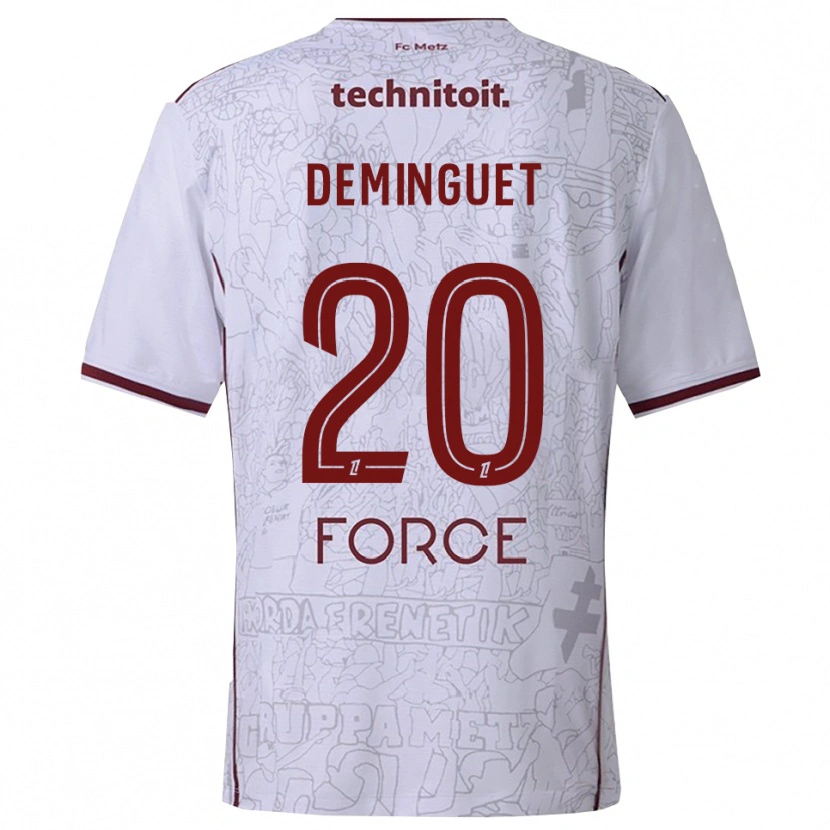 Danxen Femme Maillot Jessy Deminguet #20 Blanc Bourgogne Tenues Extérieur 2025/26 T-Shirt