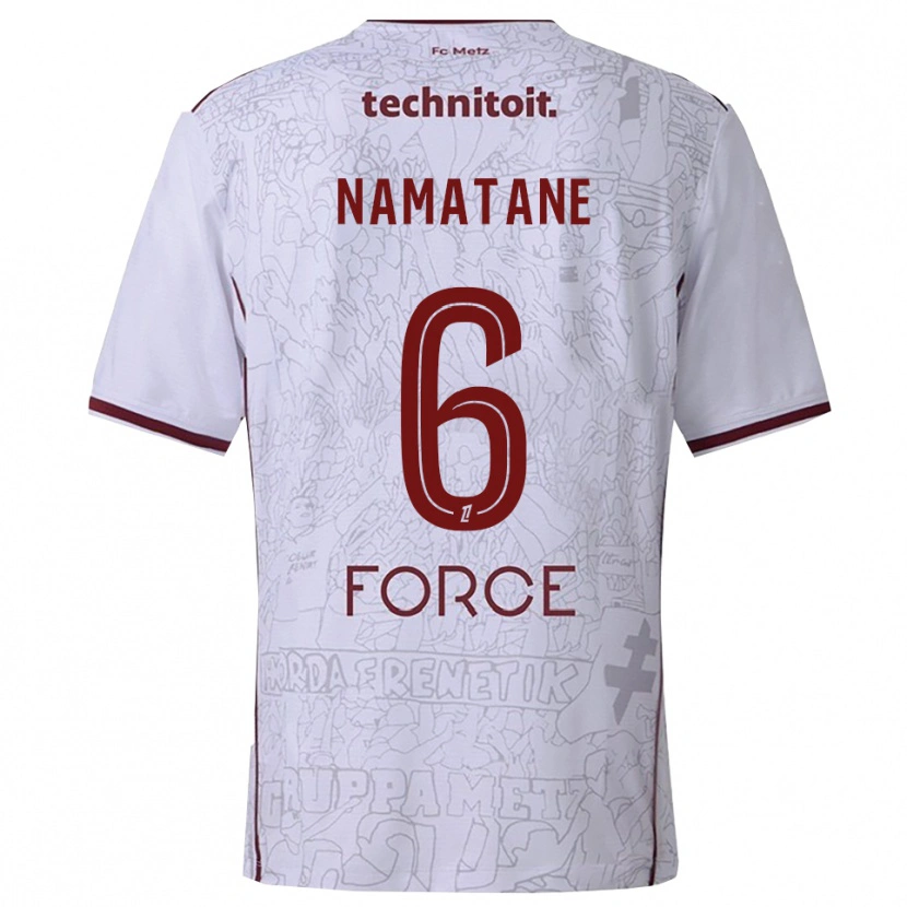 Danxen Femme Maillot Joseph Namatane #6 Blanc Bourgogne Tenues Extérieur 2025/26 T-Shirt