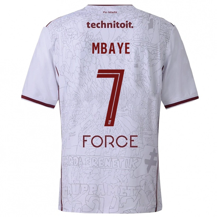 Danxen Femme Maillot Malick Mbaye #7 Blanc Bourgogne Tenues Extérieur 2025/26 T-Shirt