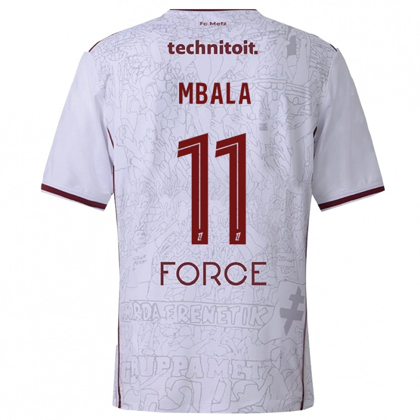 Danxen Femme Maillot Nathan Mbala #11 Blanc Bourgogne Tenues Extérieur 2025/26 T-Shirt