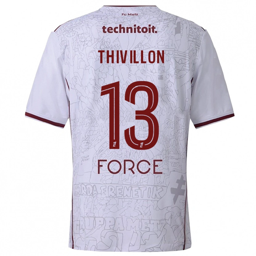 Danxen Femme Maillot Lina Thivillon #13 Blanc Bourgogne Tenues Extérieur 2025/26 T-Shirt