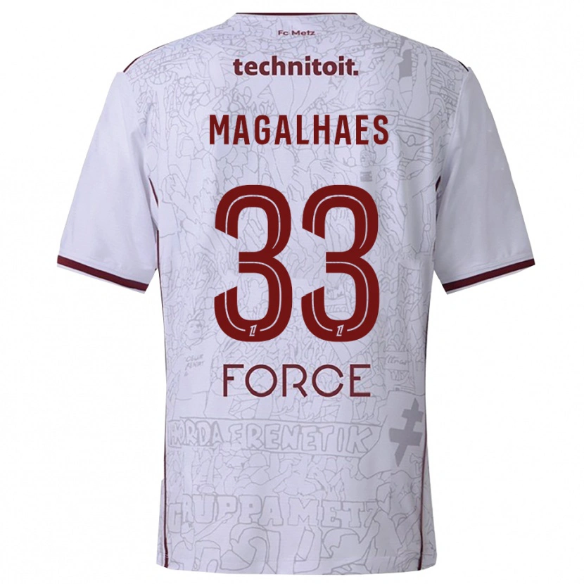 Danxen Femme Maillot Manon Magalhaes #33 Blanc Bourgogne Tenues Extérieur 2025/26 T-Shirt