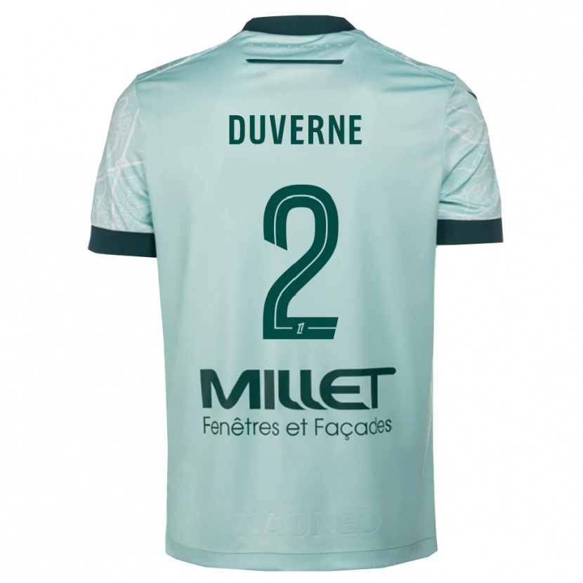 Danxen Femme Maillot Jean-Kévin Duverne #2 Vert Blanc Tenues Extérieur 2025/26 T-Shirt
