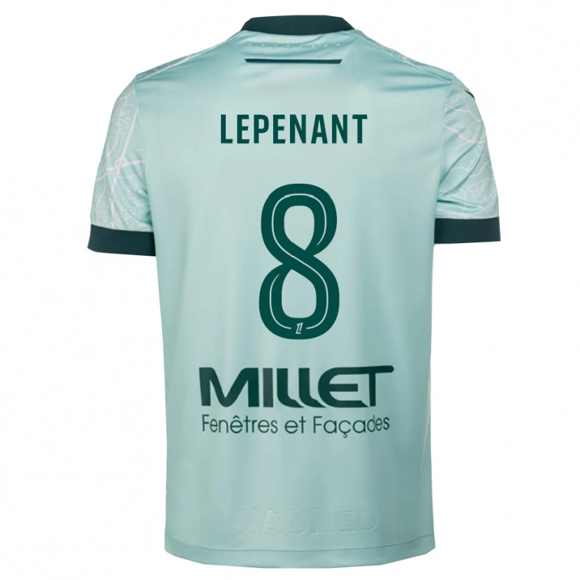 Danxen Femme Maillot Johann Lepenant #8 Vert Blanc Tenues Extérieur 2025/26 T-Shirt