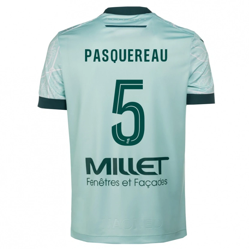 Danxen Femme Maillot Julie Pasquereau #5 Vert Blanc Tenues Extérieur 2025/26 T-Shirt