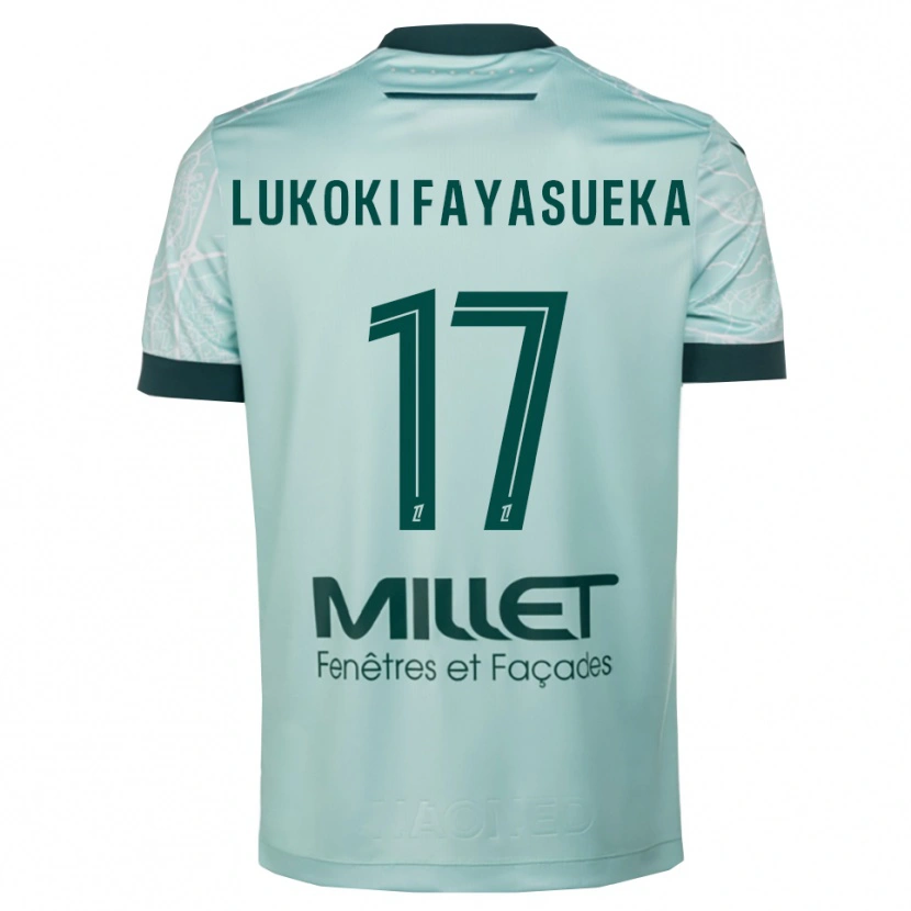 Danxen Femme Maillot Kévin Lukoki Fayasueka #17 Vert Blanc Tenues Extérieur 2025/26 T-Shirt