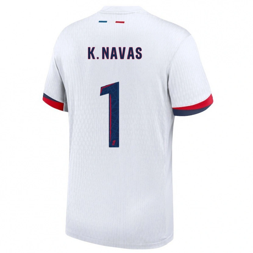 Danxen Femme Maillot Keylor Navas #1 Blanc Rouge Tenues Extérieur 2025/26 T-Shirt