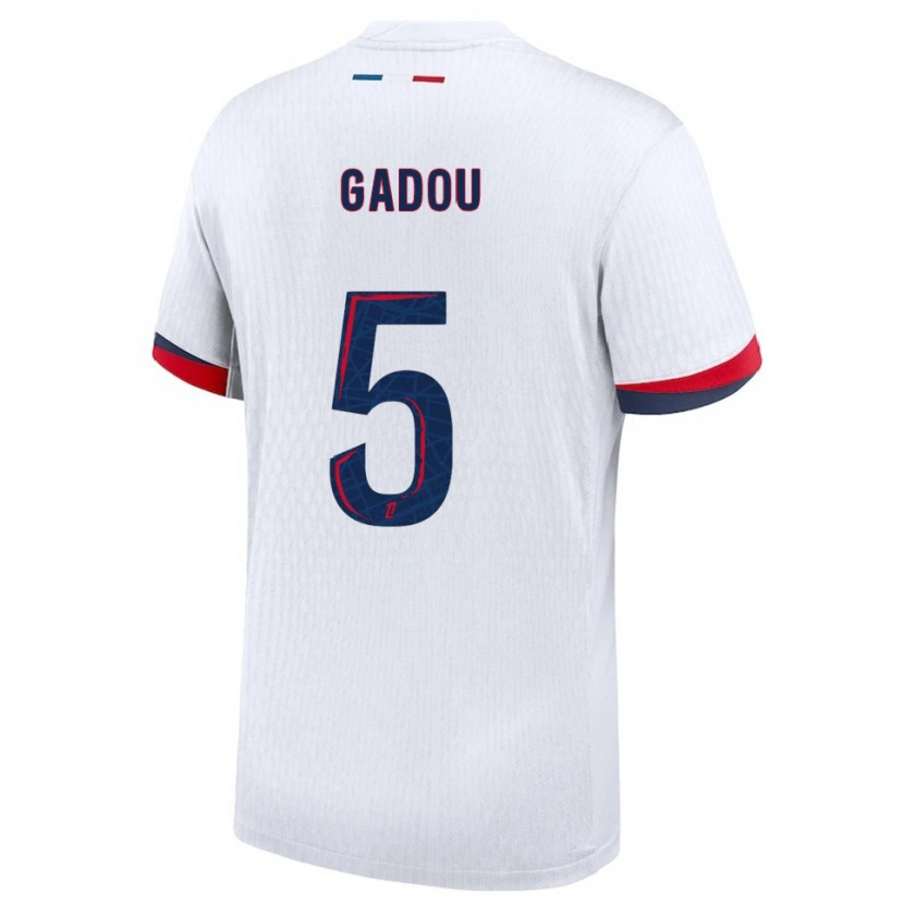 Danxen Femme Maillot Joane Gadou #5 Blanc Rouge Tenues Extérieur 2025/26 T-Shirt