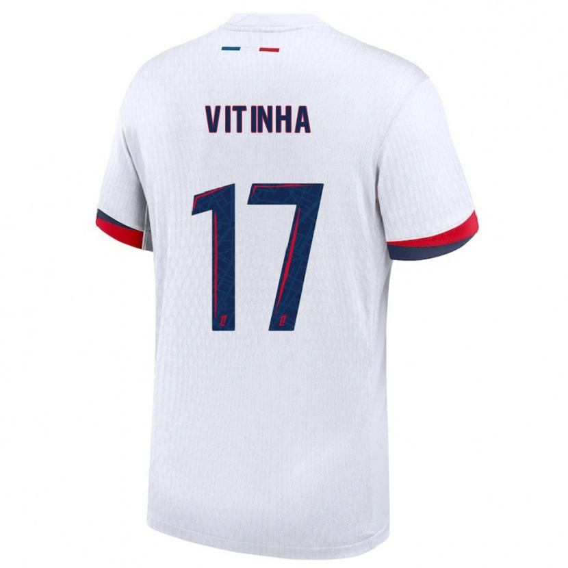Danxen Femme Maillot Vitinha #17 Blanc Rouge Tenues Extérieur 2025/26 T-Shirt
