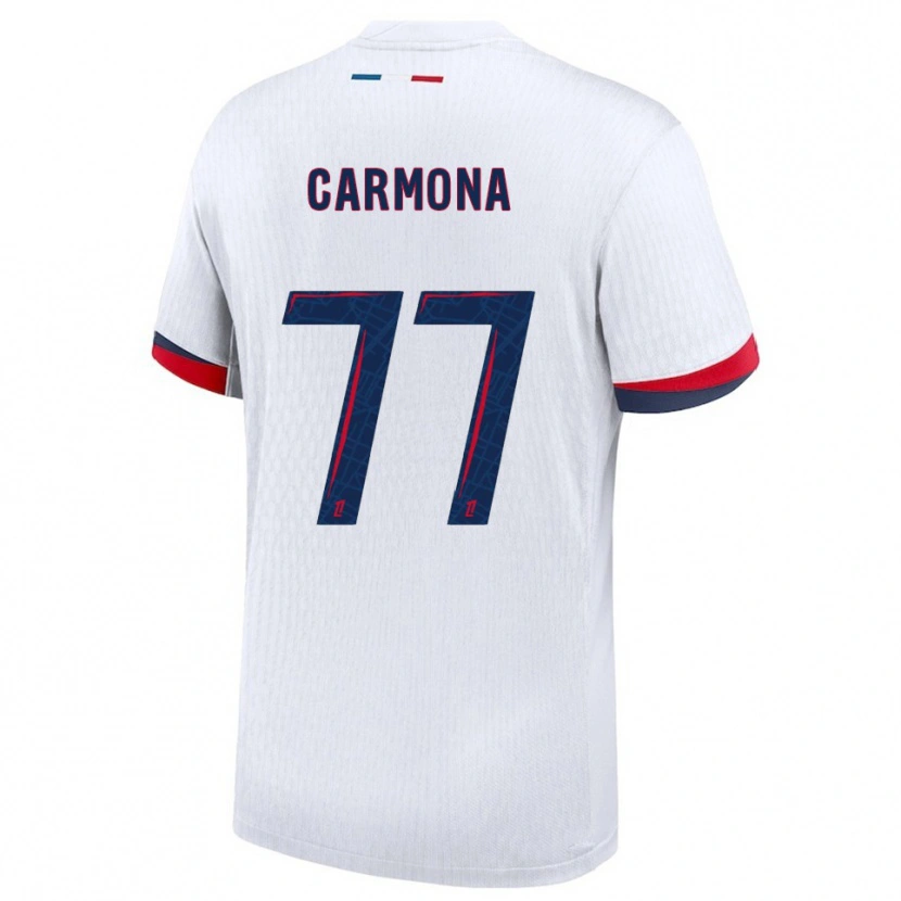 Danxen Femme Maillot Olga Carmona #77 Blanc Rouge Tenues Extérieur 2025/26 T-Shirt