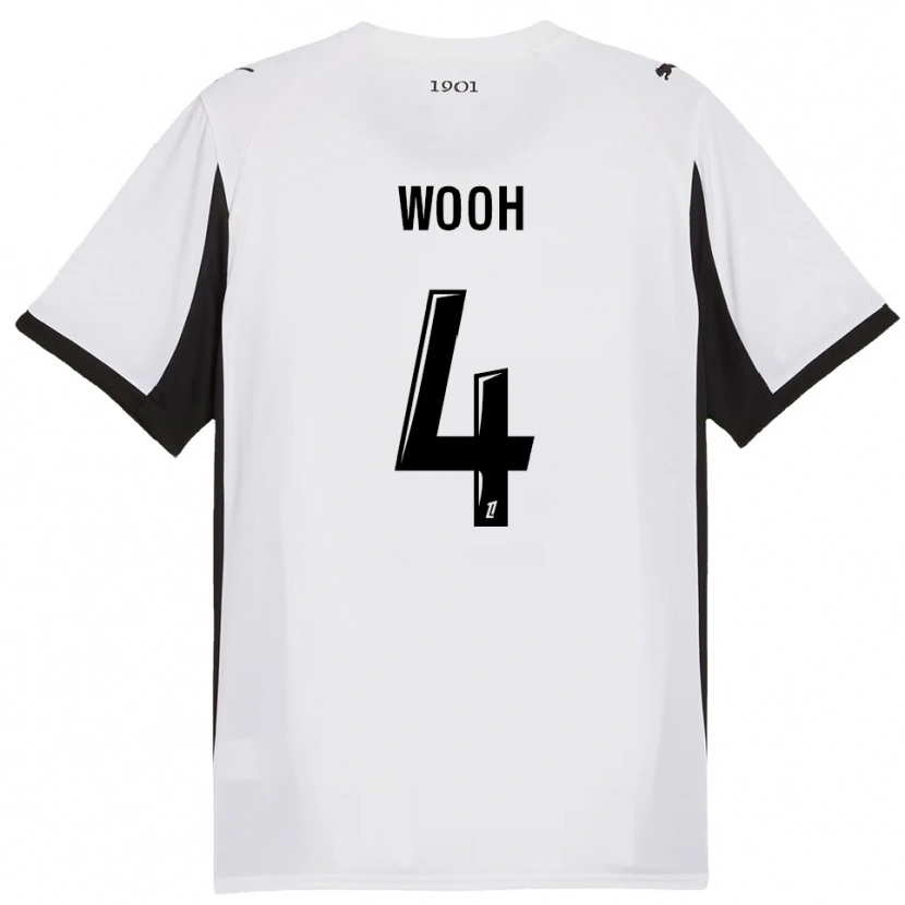 Danxen Femme Maillot Christopher Wooh #4 Blanc Noir Tenues Extérieur 2025/26 T-Shirt