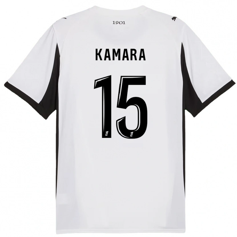 Danxen Femme Maillot Glen Kamara #15 Blanc Noir Tenues Extérieur 2025/26 T-Shirt