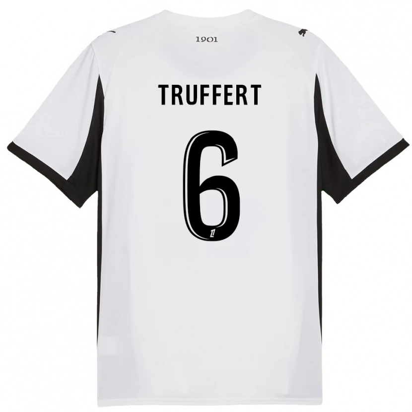 Danxen Femme Maillot Florian Truffert #6 Blanc Noir Tenues Extérieur 2025/26 T-Shirt
