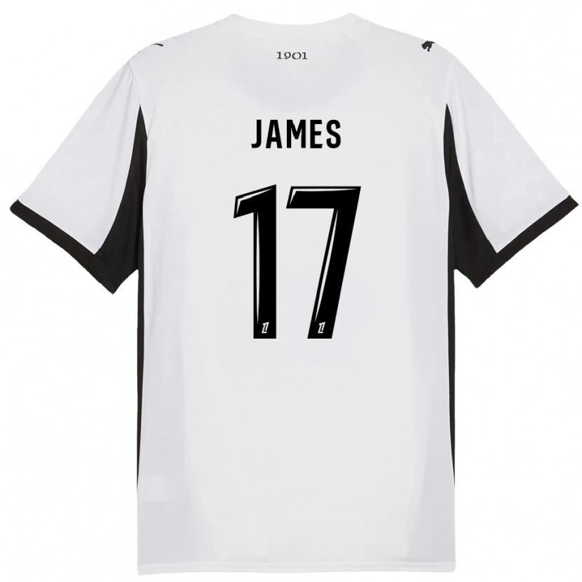 Danxen Femme Maillot Jordan James #17 Blanc Noir Tenues Extérieur 2025/26 T-Shirt