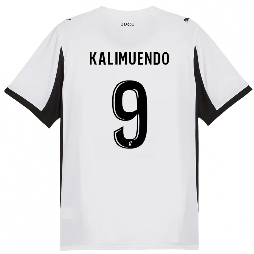 Danxen Femme Maillot Arnaud Kalimuendo #9 Blanc Noir Tenues Extérieur 2025/26 T-Shirt