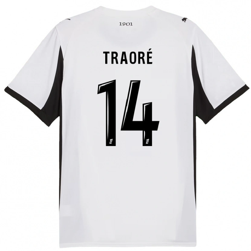 Danxen Femme Maillot Erwan Traoré #14 Blanc Noir Tenues Extérieur 2025/26 T-Shirt