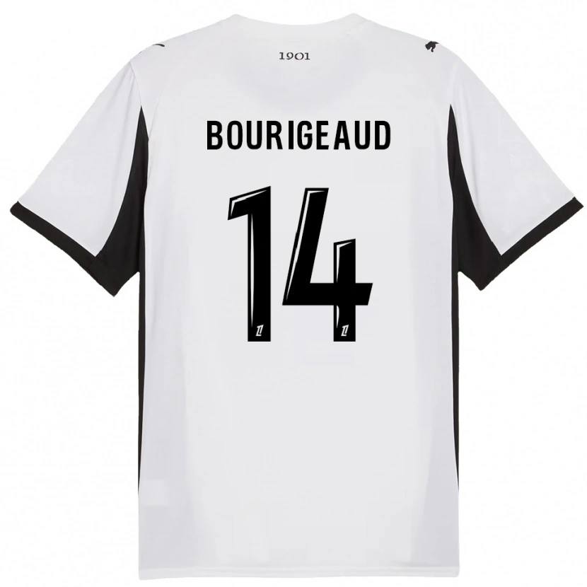 Danxen Femme Maillot Benjamin Bourigeaud #14 Blanc Noir Tenues Extérieur 2025/26 T-Shirt
