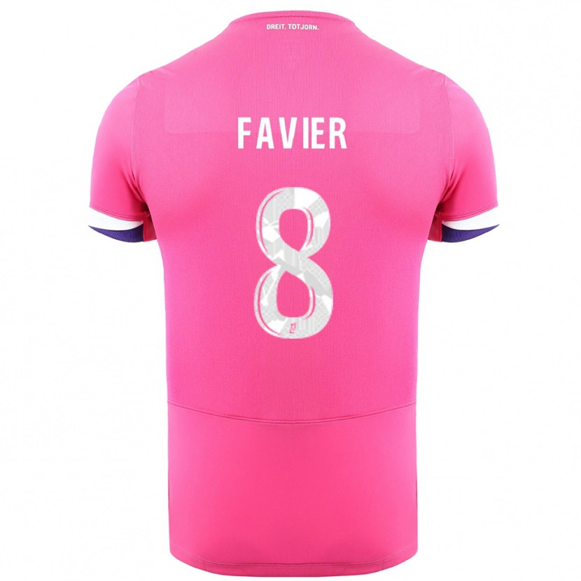Danxen Femme Maillot Luca Favier #8 Rose Blanc Tenues Extérieur 2025/26 T-Shirt