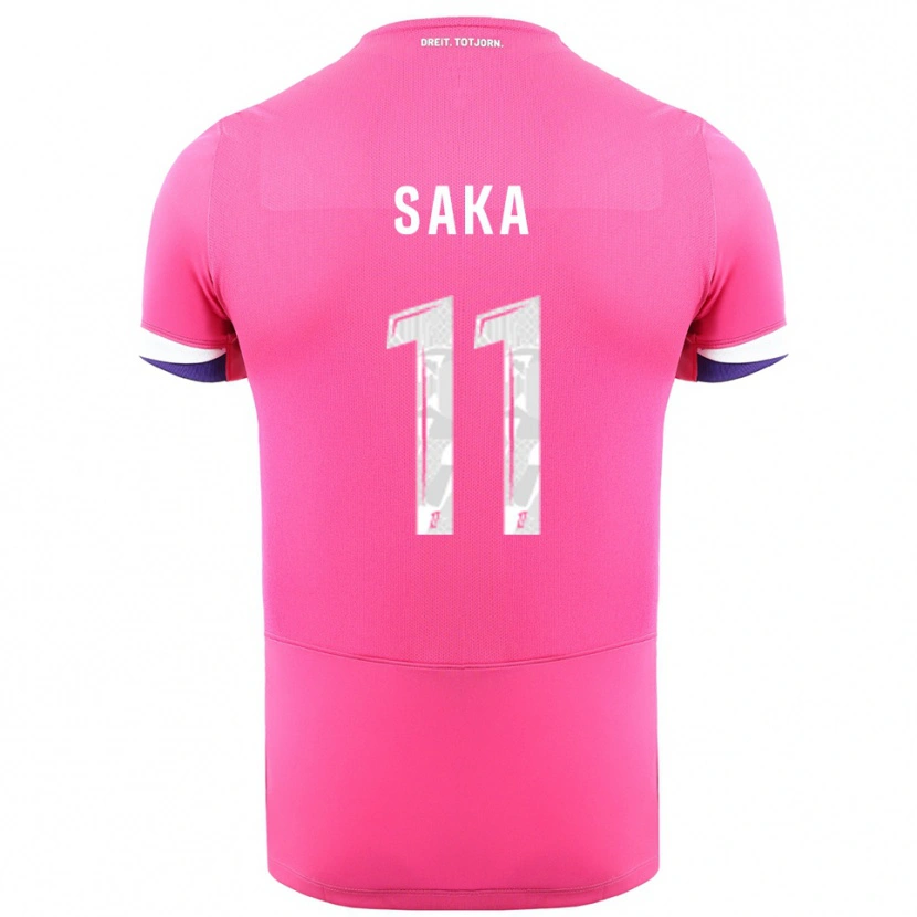 Danxen Femme Maillot Mathis Saka #11 Rose Blanc Tenues Extérieur 2025/26 T-Shirt