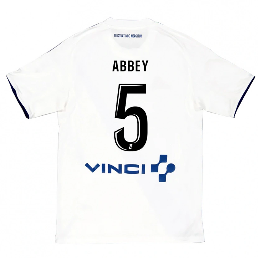 Danxen Femme Maillot Emmanuel Abbey #5 Blanc Bleu Tenues Extérieur 2025/26 T-Shirt