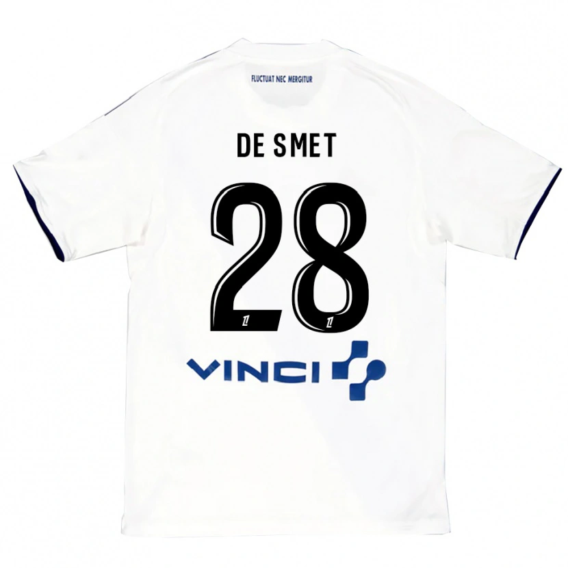 Danxen Femme Maillot Thibault De Smet #28 Blanc Bleu Tenues Extérieur 2025/26 T-Shirt