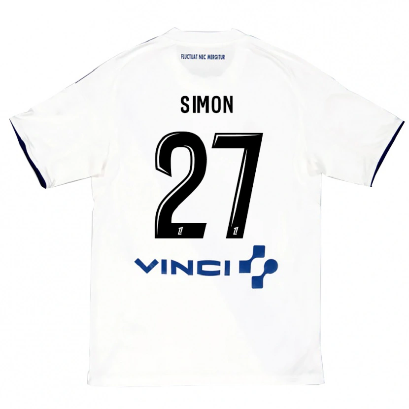 Danxen Femme Maillot Moses Simon #27 Blanc Bleu Tenues Extérieur 2025/26 T-Shirt