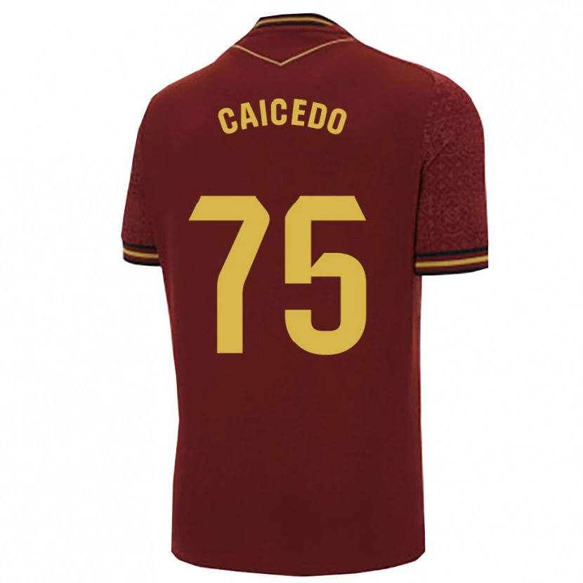 Danxen Femme Maillot Alfred Caicedo #75 Bourgogne Or Tenues Extérieur 2025/26 T-Shirt