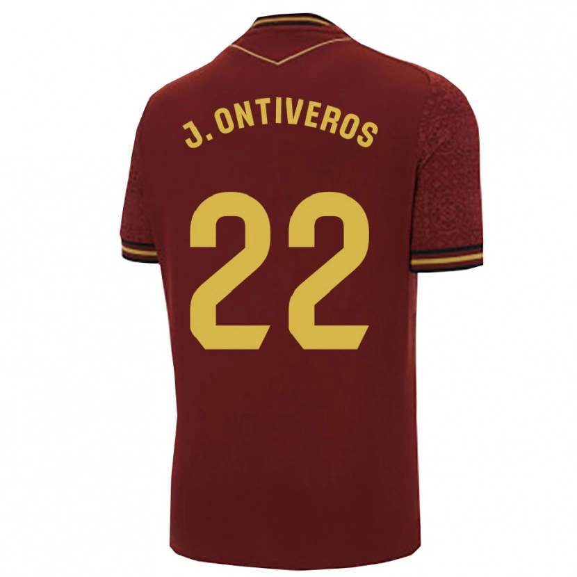 Danxen Femme Maillot Javi Ontiveros #22 Bourgogne Or Tenues Extérieur 2025/26 T-Shirt