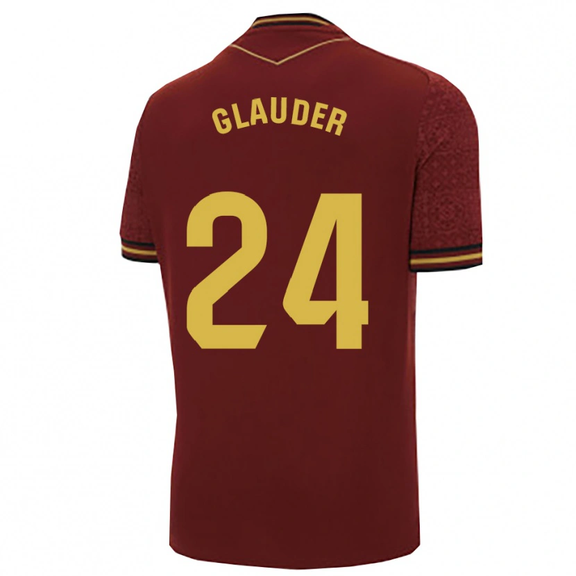 Danxen Femme Maillot Cristian Glauder #24 Bourgogne Or Tenues Extérieur 2025/26 T-Shirt