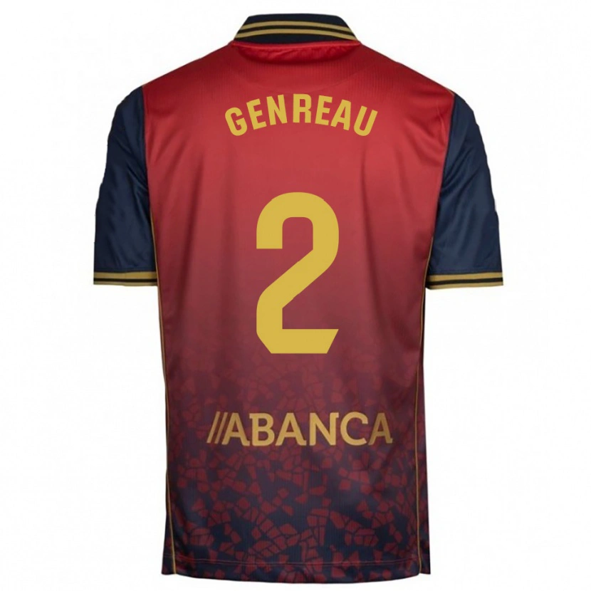 Danxen Femme Maillot Denis Genreau #2 Rouge Marine Tenues Extérieur 2025/26 T-Shirt