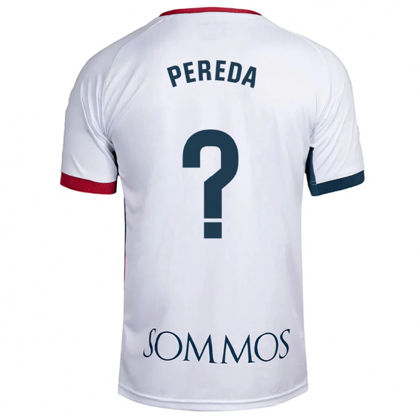 Danxen Femme Maillot Adrián Pereda #0 Blanc Rouge Tenues Extérieur 2025/26 T-Shirt