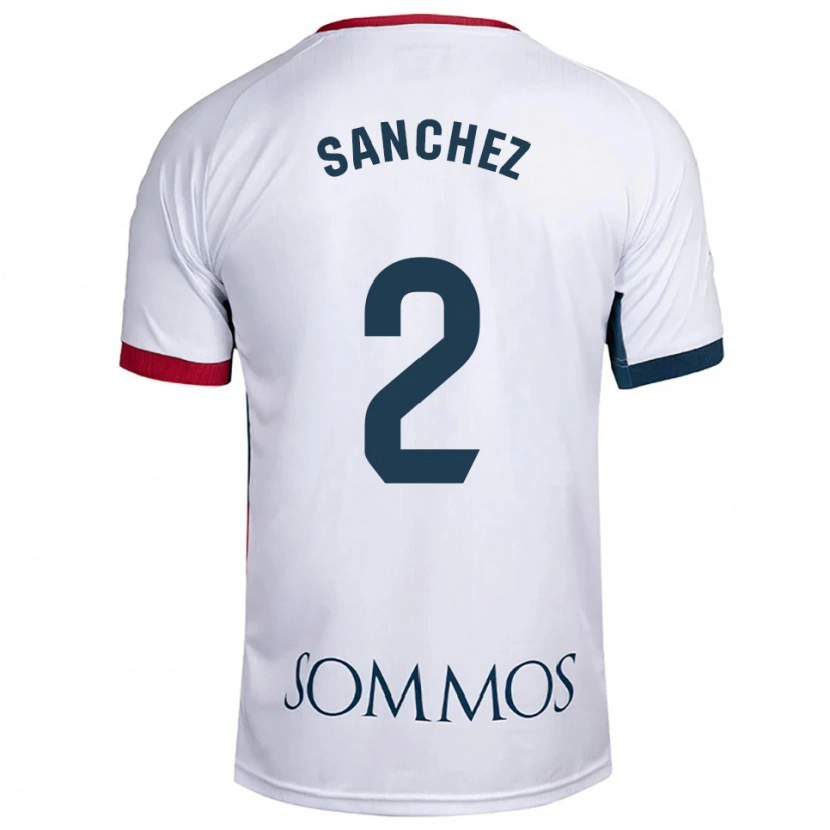 Danxen Femme Maillot Paz Sánchez #2 Blanc Rouge Tenues Extérieur 2025/26 T-Shirt