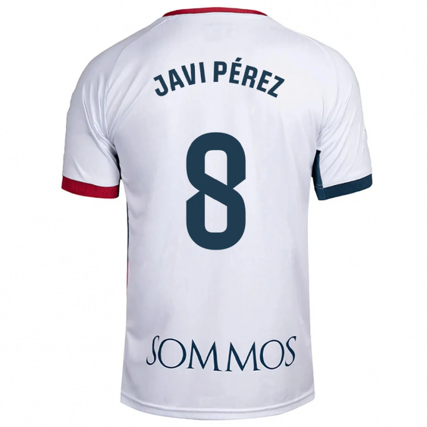Danxen Femme Maillot Javi Pérez #8 Blanc Rouge Tenues Extérieur 2025/26 T-Shirt
