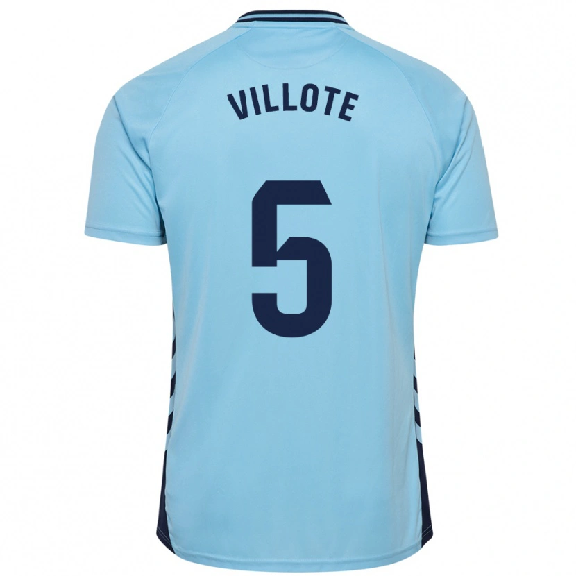 Danxen Femme Maillot Víctor Villote #5 Bleu Ciel Tenues Extérieur 2025/26 T-Shirt