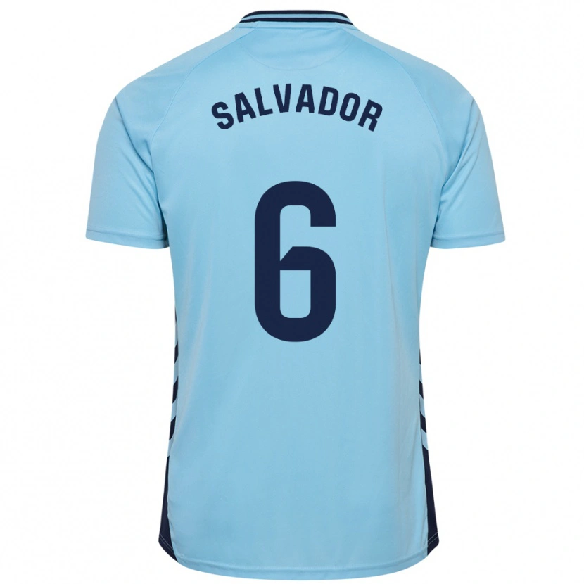 Danxen Femme Maillot Pol Salvador #6 Bleu Ciel Tenues Extérieur 2025/26 T-Shirt