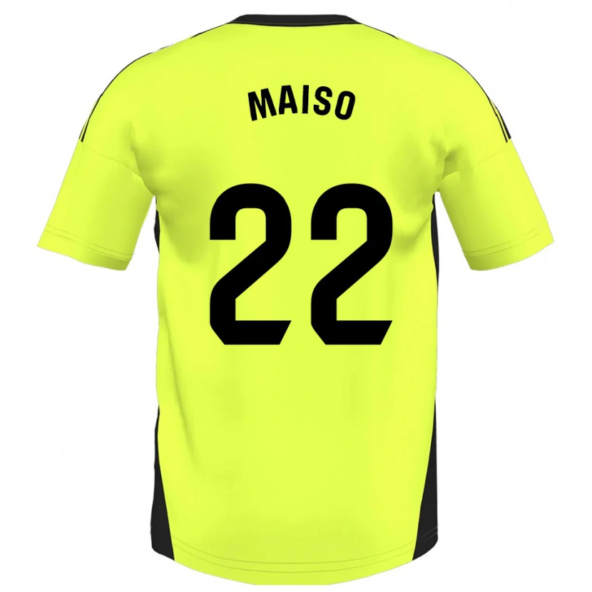 Danxen Femme Maillot Álvaro Maiso #22 Jaune Fluorescent Tenues Extérieur 2025/26 T-Shirt