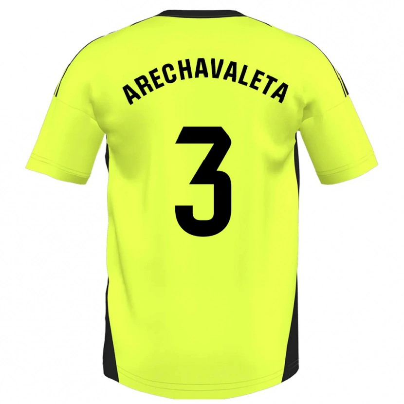 Danxen Femme Maillot Jorge Arechavaleta #3 Jaune Fluorescent Tenues Extérieur 2025/26 T-Shirt