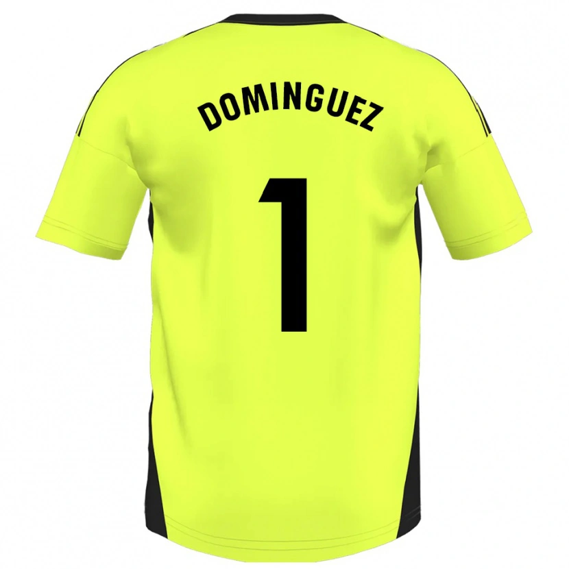 Danxen Femme Maillot Iago Domínguez #1 Jaune Fluorescent Tenues Extérieur 2025/26 T-Shirt