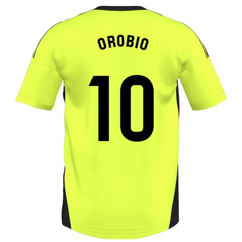 Danxen Femme Maillot Ekhiotz Orobio #10 Jaune Fluorescent Tenues Extérieur 2025/26 T-Shirt