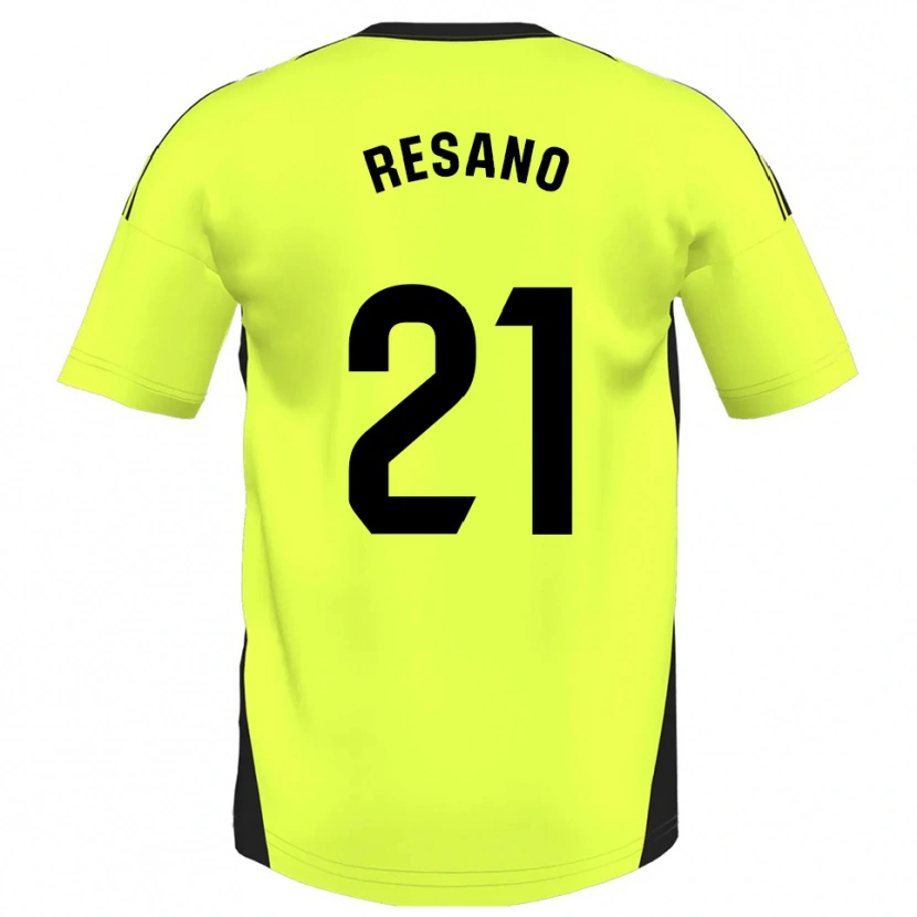 Danxen Femme Maillot Xabier Resano #21 Jaune Fluorescent Tenues Extérieur 2025/26 T-Shirt