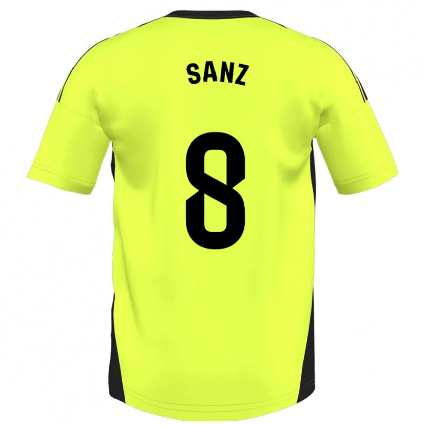 Danxen Femme Maillot Álvaro Sanz #8 Jaune Fluorescent Tenues Extérieur 2025/26 T-Shirt