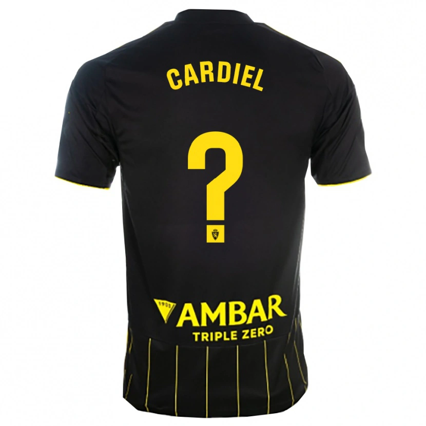 Danxen Femme Maillot Manu Cardiel #0 Noir Jaune Tenues Extérieur 2025/26 T-Shirt