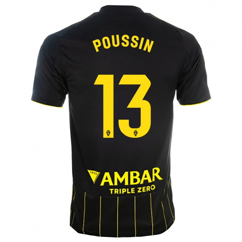 Danxen Femme Maillot Gaëtan Poussin #13 Noir Jaune Tenues Extérieur 2025/26 T-Shirt