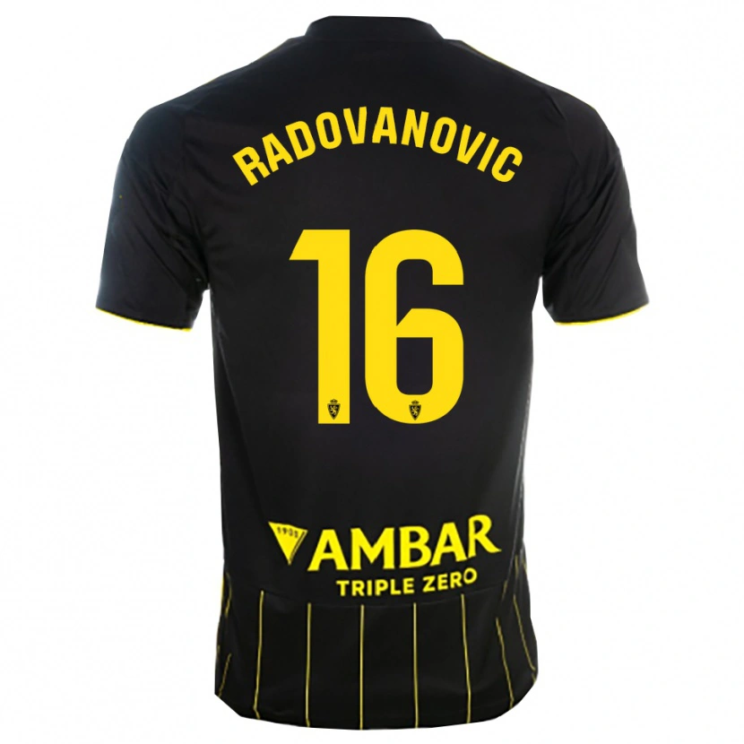 Danxen Femme Maillot Aleksandar Radovanovic #16 Noir Jaune Tenues Extérieur 2025/26 T-Shirt