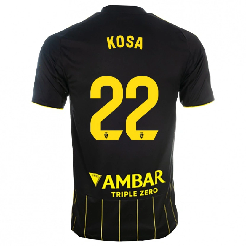 Danxen Femme Maillot Sebastian Kosa #22 Noir Jaune Tenues Extérieur 2025/26 T-Shirt