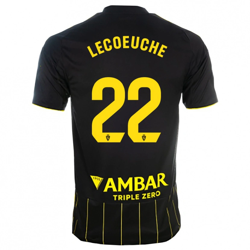 Danxen Femme Maillot Quentin Lecoeuche #22 Noir Jaune Tenues Extérieur 2025/26 T-Shirt