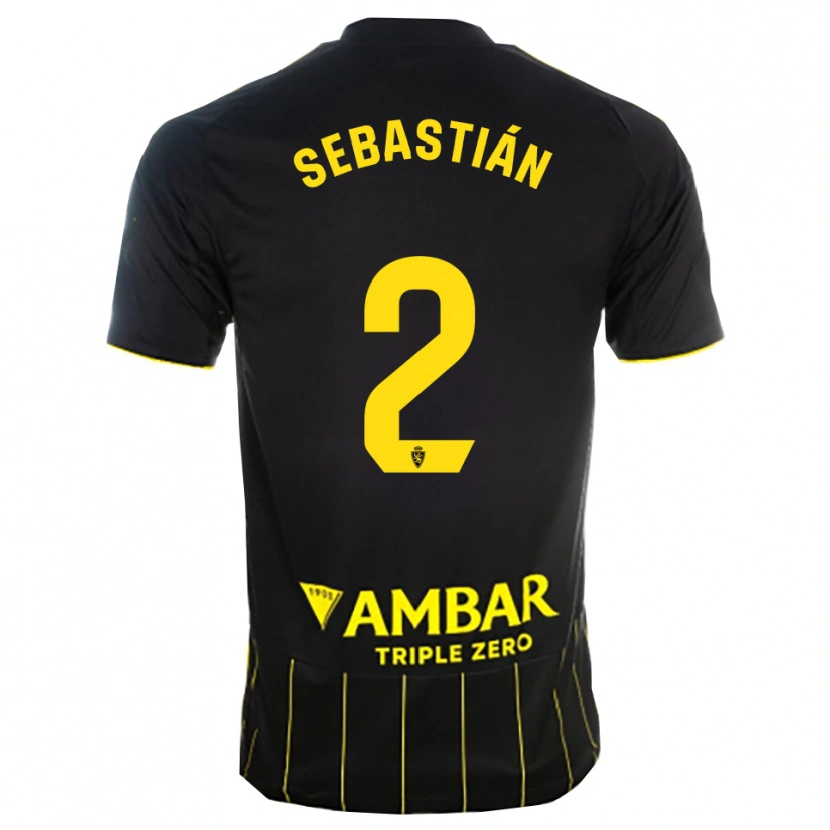 Danxen Femme Maillot Juan Sebastián #2 Noir Jaune Tenues Extérieur 2025/26 T-Shirt