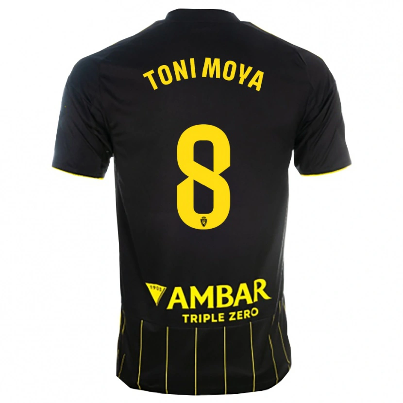 Danxen Femme Maillot Toni Moya #8 Noir Jaune Tenues Extérieur 2025/26 T-Shirt