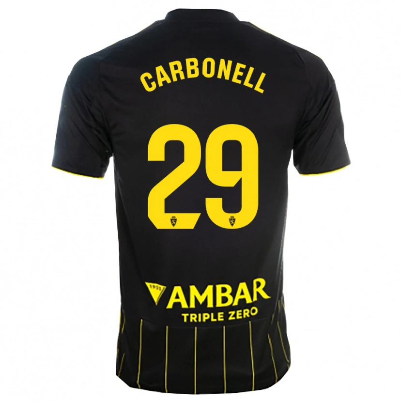 Danxen Femme Maillot Luis Carbonell #29 Noir Jaune Tenues Extérieur 2025/26 T-Shirt